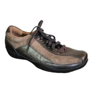 Taos Womens "Steady" Pewter Nubuck/Leather Lace Up Casual Sneaker Shoes size 8.